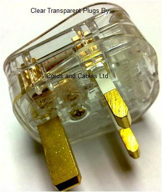 4.038.3.T Standard 3 pin UK plug fused 3A CLEAR TRANSPARENT
